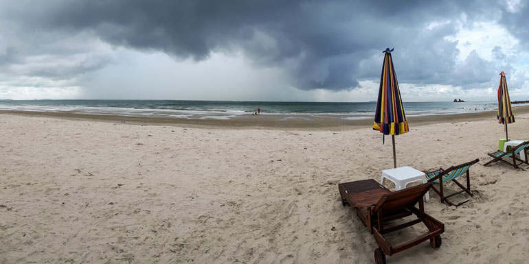rainy day cruise ship beach