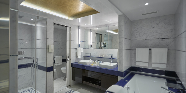 marble bathroom regent cruise construction facade