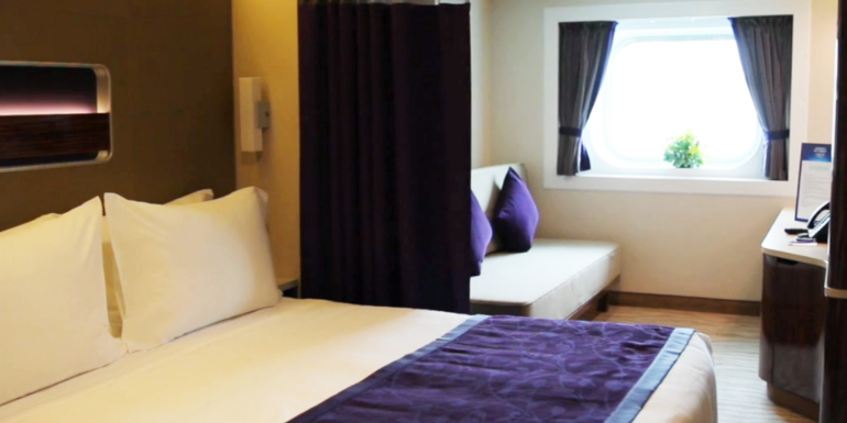 cruise cabin stateroom bed oceanview window